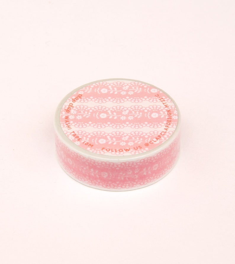 Pink Lace Floral Washi Tape, 15mm Pink Tape, Wedding Gift Washi Tape, Blush Pink Washi Tape image 1