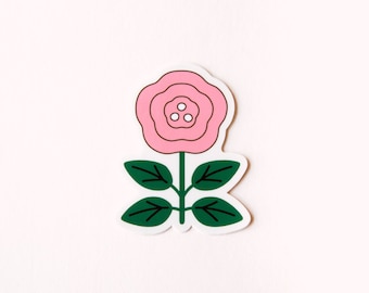 Pink Flower Sticker, Pink Rose Sticker, Water Bottle Flower Aesthetic Sticker, Waterproof Vinyl Decal, Cute Laptop Sticker, Dishwasher Safe