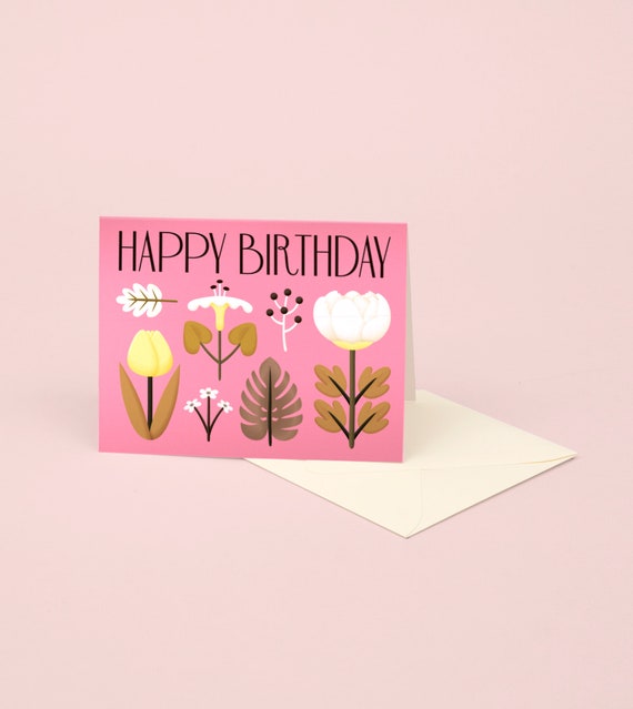 Vintage Flowers Birthday Card Etsy