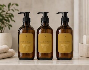 Etichette minimaliste impermeabili per bagno e suite / Adesivi personalizzati per l'organizzazione