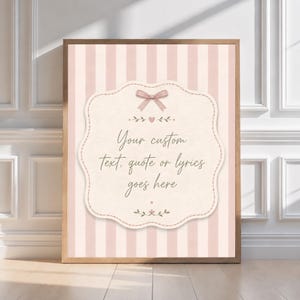 Décoration murale personnalisée avec citation, paroles de chanson imprimées, modèle de texte modifiable, impression de vœux de mariage, décoration rose pour chambre de bébé, art pour chambre de fille