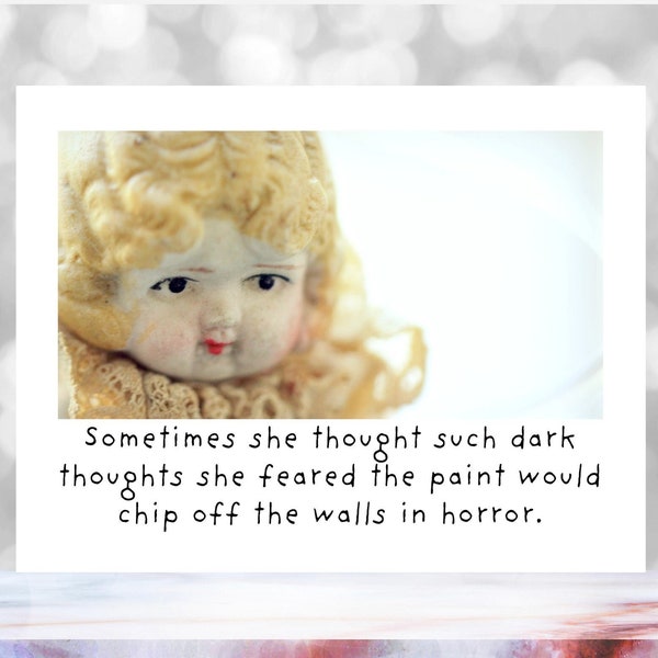 Dark Thoughts Funny Doll Greeting Card The Adventures of Claudia (1)