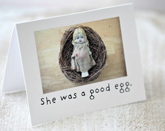 Blank Doll Bird's Nest Card "A Good Egg" Vintage Bisque Doll Stationary (1)