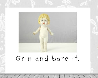 Grin And Bare It Funny Doll Greeting Blank Friendship Card The Adventures of Claudia