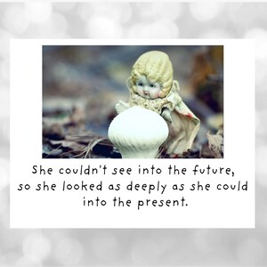 She Couldn't See Into The Future So She Looked As Deeply As She Could Into The Present Card Doll Notecard image 1