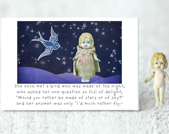 Adventures of Claudia Poetry Art Magnet (1) She Once Met A Bird Kitchen Decoration