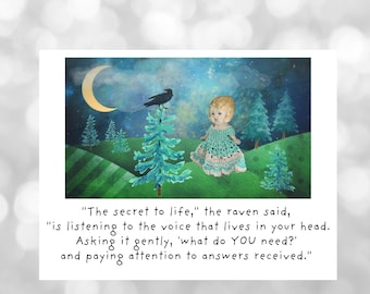 The Secret To Life Raven Card Adventures of Claudia Poetry Notecard Encouragement