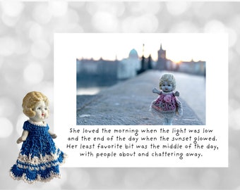 She Loved The Morning When The Light Was Low Card Adventures of Claudia Doll Art Notecard