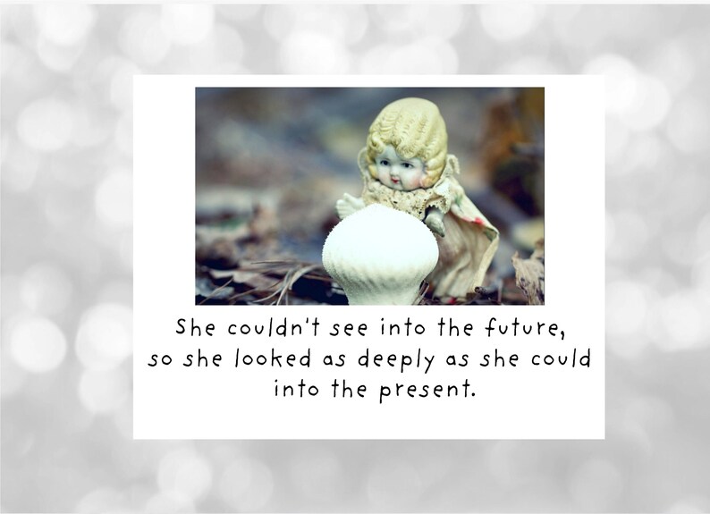 She Couldn't See Into The Future So She Looked As Deeply As She Could Into The Present Card Doll Notecard image 1