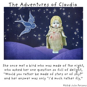 She Once Met A Bird Who Was Made of The Night Grußkarte Innen leer
