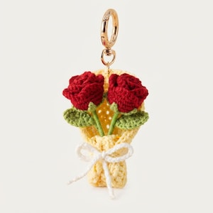 Handmade Crochet Flower Pendant Keychain – Creative Mini Knitted Bouquet Gift Accessory...