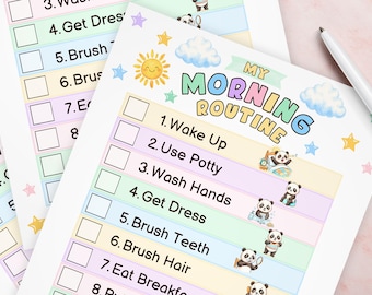 Morning Routine for Kids, Ready for School Routine Chart, Printable Task, Responsibility Checklist, Instant Digital Download, Editable Canva