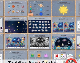 Space Toddler Busy Book Printable, Outer Space Activity Pages, Preschool Learning Binder, Astronaut Quiet Time Activities, Kids Travel Game