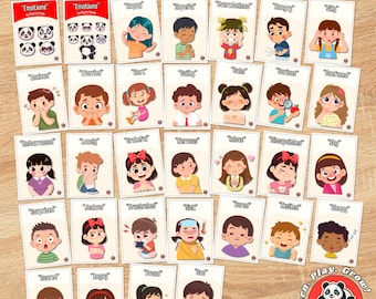 30 Emotion Flashcards for Kids, Printable Feelings Cards for Toddler, Social Emotional Learning, Calm Down Corner Tool, Digital PDF Download