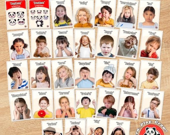 Emotion Flash Cards Printable, Real Children Emotions, Educational Back to School, Montessori Toys, Social Emotional Learning Activity