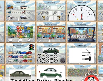 Vehicles Busy Book Printable, Toddler Transportation Activity pages for Boys, Montessori Learning Binder PDF, Printable Instant Download