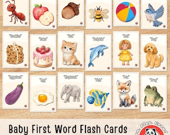 78 Baby First words Flashcards, Watercolor Design, Kids early vocabulary, Toddler Learning Activity, Preschool pdf Card, Instant Donwloads