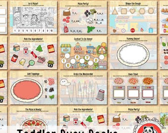 Kitchen Busy Book for Kids, Pizza Making Activity, Cooking Role Play, Montessori Learning, Worksheet Binder, Homeschool Digital Download
