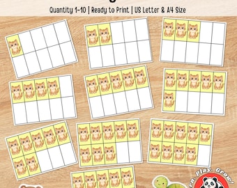 Quantity recognition flashcards for preschooler aged 4 and up, kindergarten math numbers 1-10, Montessori gift for birthday, starting school