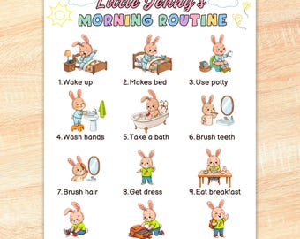 Morning Routine Chart for kids, Editable Template in Canva, Visual Schedule for Toddlers, Preschool Homeschool Poster, Autism SPED Support