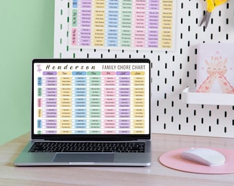 Family Chore Chart, Printable Weekly Check list, For Kids and Adults, Family of 3 4 5 6, Household Cleaning Schedule, Editable Template