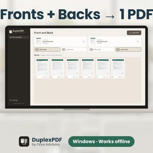 Duplex Scan PDF Merger für Windows: Vorder- und Rückseitenscans in einer PDF-Datei zusammenführen (offline, kein Abonnement erforderlich), DuplexPDF