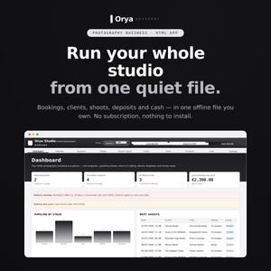 Photography Business Manager Offline App | Booking, Client, Shoot, Deposit and Cash Tracker | Offline Studio Planner