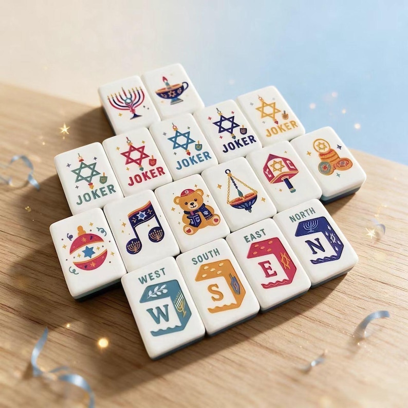 Hanukkah-Themed Acrylic Mahjong Tiles
