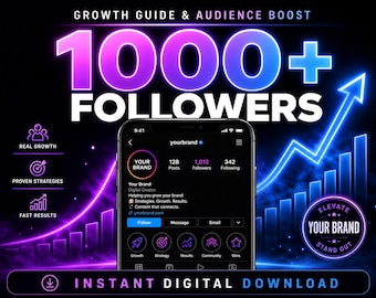 Instagram Followers | 1000+ Real IG Followers Boost | Growth Guide & Marketing Plan | Digital Download