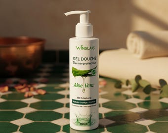 Organic Aloe Vera Shower Gel – Dermo-Protective, 100% Natural, 24-Hour Hydration – All Skin Types – Cleanses, Protects & Hydrates – 250ml