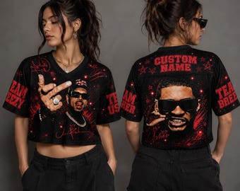 R&B Tour 2026 Croptop Jersey, Custom Name Chris Brown and Usher Crop Top, Hip Hop Concert Merch, RNB Music Fan Gift Shirt