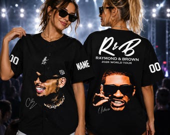 R&B Tour 2026 Baseball Jersey, Custom Name Number, Chris Brown Usher Concert Merch