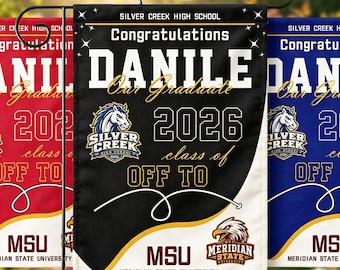 High School to College Garden Flag, Custom Name Yard Flag
