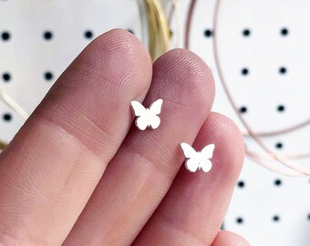 Tiny Butterfly Stud Earrings. Sterling Silver. 925 Silver.  Animal Lovers. Kids Jewelry. Kids Jewellery.