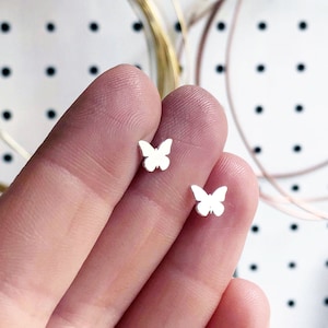 Tiny Butterfly Stud Earrings. Sterling Silver. 925 Silver.  Animal Lovers. Kids Jewelry. Kids Jewellery.