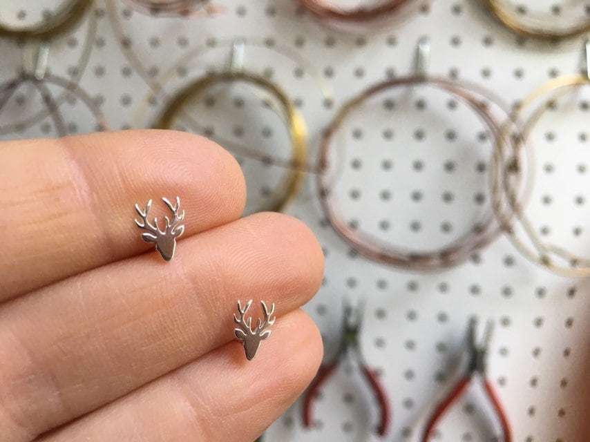 Sterling Silver Deer & Fawn Earrings | Nature-Inspired Jewelry for Everyday Wear | Stud Earrings