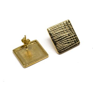 Pendientes Grid Metal Bañado en Oro o Plata 925 / Grilla, Cuadrado, Línea, Ciudad, Buenos Aires, Mapa, Geométrico, Contemporáneo,  Abstracto