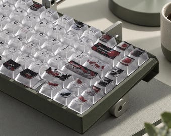 Set di copritasti Crystal Art, 137 tasti con profilo Cherry, leggende stampate a raggi UV, copritasti trasparenti, per tastiera meccanica MX