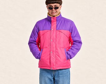 Chaqueta rosa y morada de Oliver Tree, cortavientos retro con bloques de color de Alien Boy, disfraz de cosplay