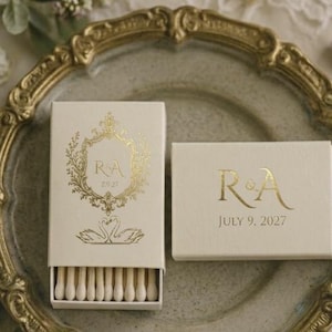 Individuelle Bestellung für Streichholzschachteln mit Folienprägung (Menge 125) | Personalisierte Streichholzschachteln mit Monogramm für Hochzeiten, Junggesellinnenabschiede und Geburtstagsgeschenke