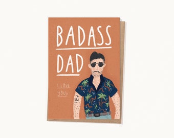 Badass Dad - I love you | Birthday or Father's Day Card | Personalise Me!