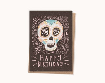 Sugar Skull Happy Birthday Karte | Oktober | Halloween | Hexerei und Magie