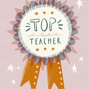 Top Teacher Card Personalise me Add Your Own Words on Recycled Fleck Card with Kraft Envelope image 6