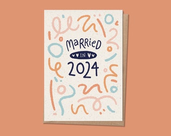 Married in 2024 - A5 Wedding Card - Wiggles and Confetti - Congratulations on Your Special Day - Printed on Eco Fleck Recycled Stock