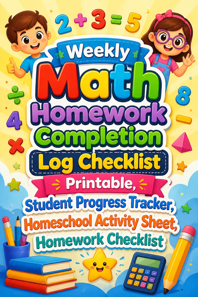 Math Re Symbol Weekly Math Homework Log, Student Progress Tracker, Homeschool ...