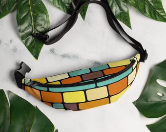 Stained Glass Fanny Pack – Colorful Mosaic Waist Bag, Crossbody Belt Bag for Travel & Festivals