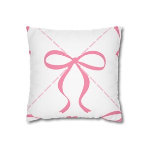 Pink Bow Pattern Pillowcase | Square Pillow Cover, Feminine Nursery Decor