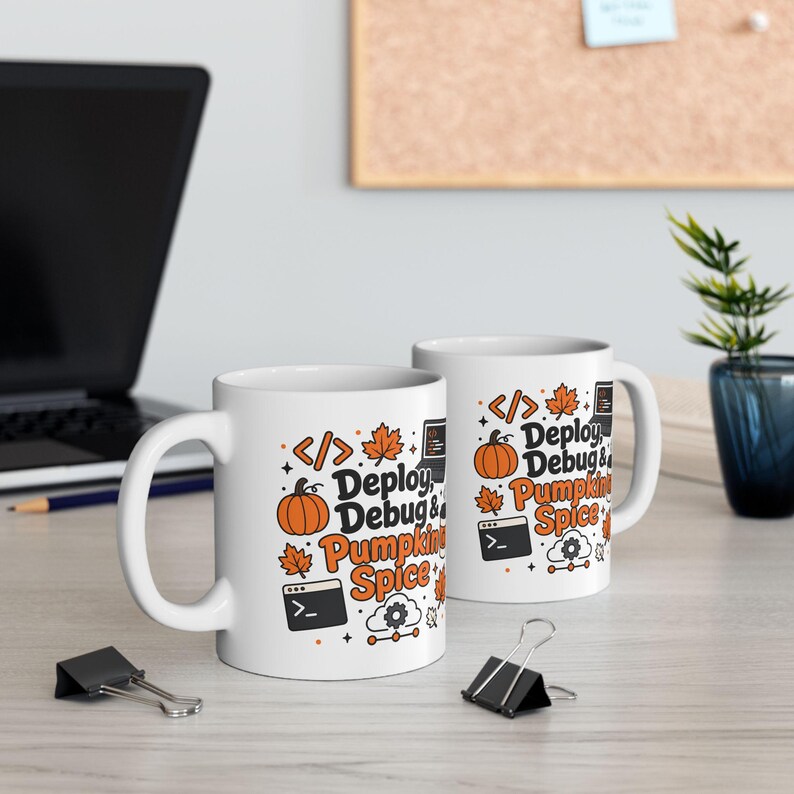 Programmer Coffee Cup, Deploy Debug & Pumpkin Spice Mug, DevOps Gift for Her Him, Fall Coding Mug, IT Developer Autumn Gift, 11 oz. image 10