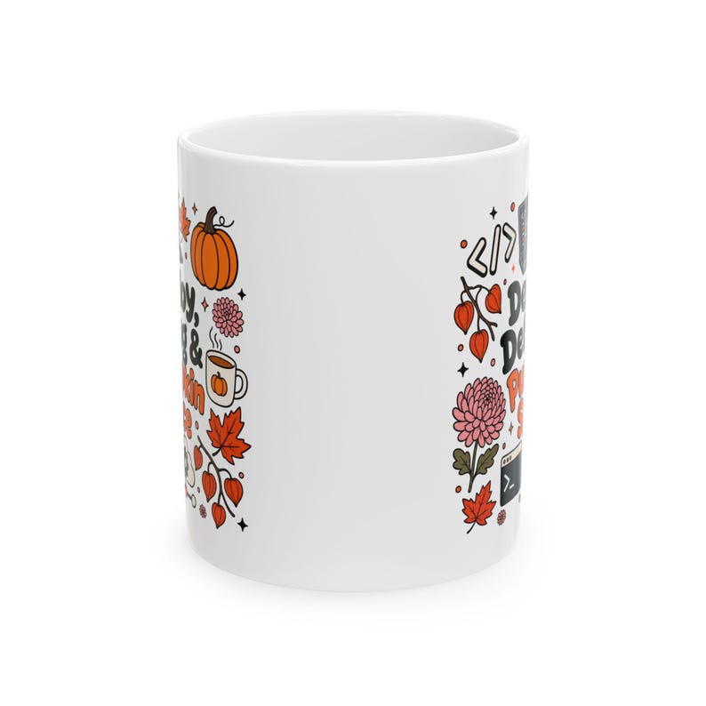 Programmer Coffee Cup, Deploy Debug & Pumpkin Spice Mug, DevOps Gift for Her Him, Fall Coding Mug, IT Developer Autumn Gift, 11 oz. image 8
