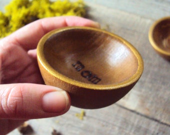 Mom Stamped Ring Dish Gift - Wood-burned Mother's Day Ring Holder - Tiny Earring + Pin Catchall - Miniature Minimalist Gold Wooden Bowl